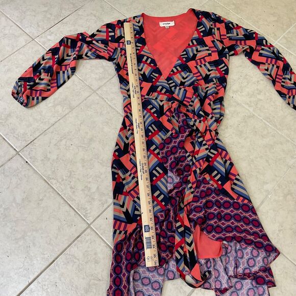 Anthropologie WRAP DRESS Porridge Amity Women's size XS MIDI CONTRASTING HEM - Picture 11 of 12